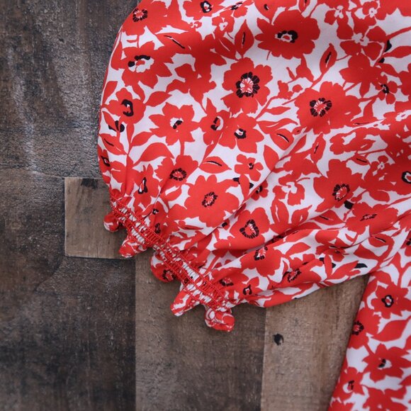 Max Studio Womans 3X Red Poppy Floral 3/4 Sleeve Top Keyhole Back Blouse - Picture 4 of 7